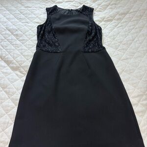 Ann Taylor size 6 petite Black lace bodice Sleeveless Dress EUC